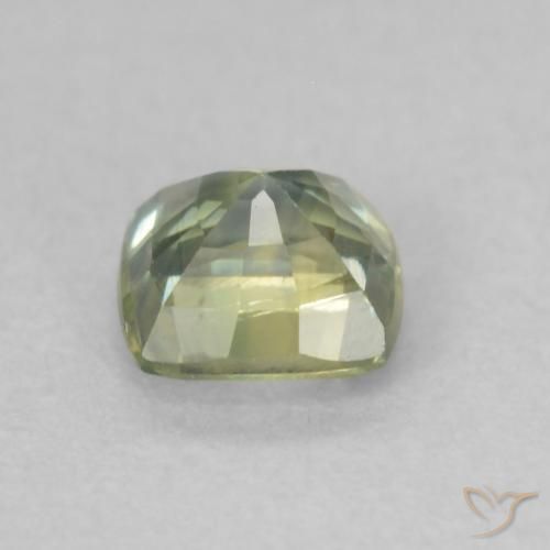 Zaffiro Verde giallastro naturale da 0.55 ct, Cuscino, VS