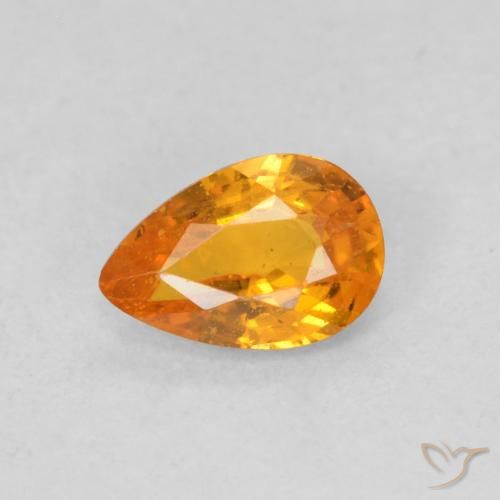 0.48ct Naturale Arancione brillante Zaffiro, Forma a pera, VS