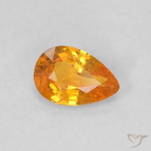 Zaffiro Arancione brillante naturale da 0.48 ct, Forma a pera, VS