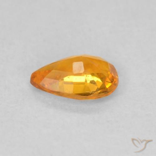 Zaffiro Arancione brillante naturale da 0.48 ct, Forma a pera, VS