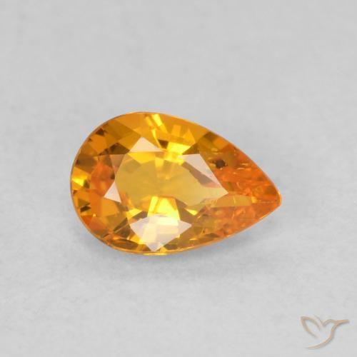 Zaffiro Arancione brillante naturale da 0.52 ct, Forma a pera, VS