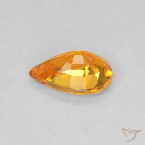 Zaffiro Arancione brillante naturale da 0.52 ct, Forma a pera, VS