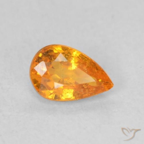 Zaffiro Albicocca Arancia naturale da 0.56 ct, Forma a pera, VS