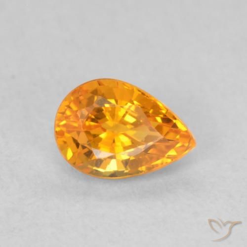 Zaffiro Albicocca Arancia naturale da 0.62 ct, Forma a pera, VS