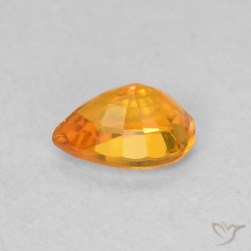 Zaffiro Albicocca Arancia naturale da 0.62 ct, Forma a pera, VS