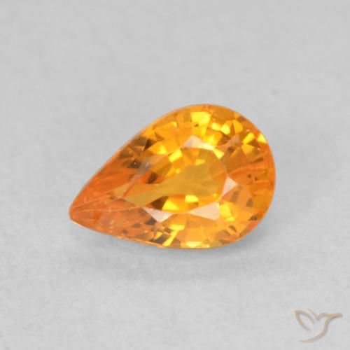 0.64ct Naturale Arancio Medio Zaffiro, Forma a pera, VS, Photo A