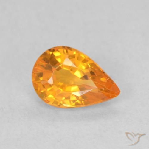 Zaffiro Arancio Medio naturale da 0.64 ct, Forma a pera, VS