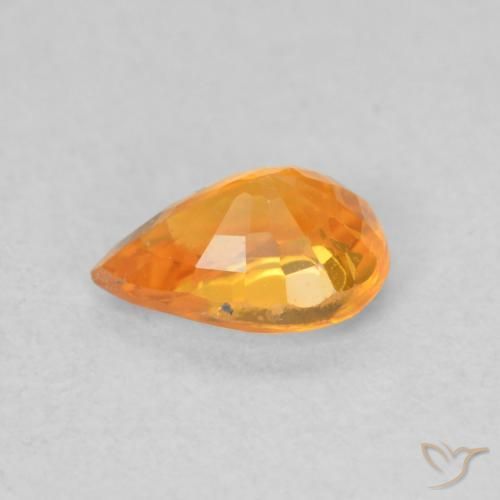 Zaffiro Arancio Medio naturale da 0.64 ct, Forma a pera, VS