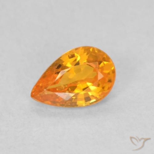0.50ct Naturale Arancione brillante Zaffiro, Forma a pera, VS