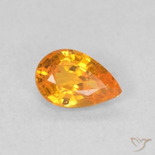 Zaffiro Arancione brillante naturale da 0.50 ct, Forma a pera, VS