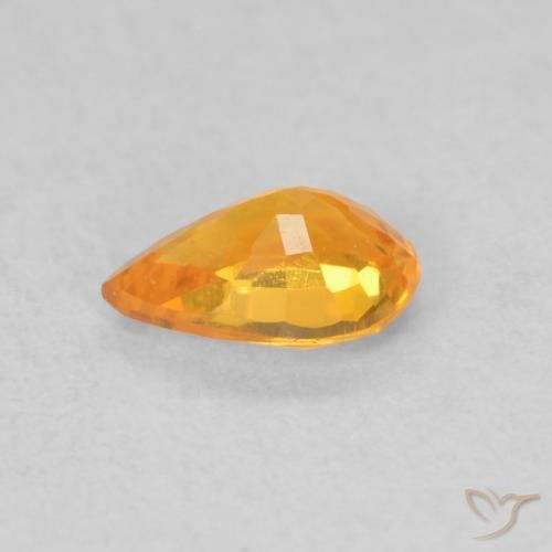 Zaffiro Arancione brillante naturale da 0.50 ct, Forma a pera, VS