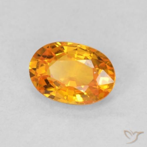 Zaffiro Arancione brillante naturale da 0.68 ct, Ovale, VS