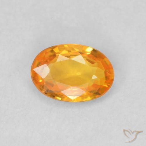 0.53ct Naturale Arancione brillante Zaffiro, Ovale, VS