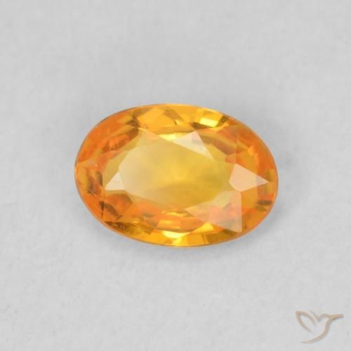 Zaffiro Arancione brillante naturale da 0.53 ct, Ovale, VS