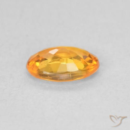 Zaffiro Arancione brillante naturale da 0.53 ct, Ovale, VS