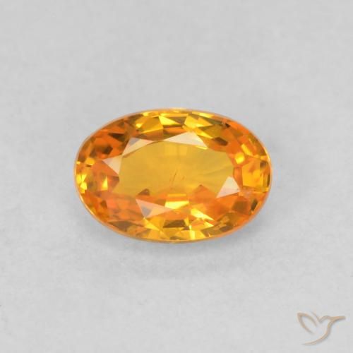 0.61ct Naturale Arancione brillante Zaffiro, Ovale, VS