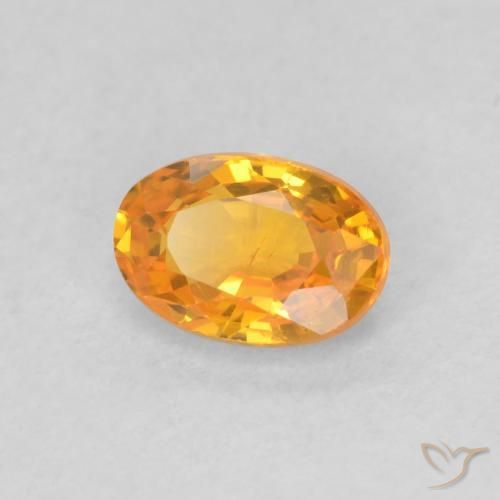 Zaffiro Arancione brillante naturale da 0.61 ct, Ovale, VS