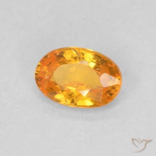 Zaffiro Arancione brillante naturale da 0.54 ct, Ovale, VS