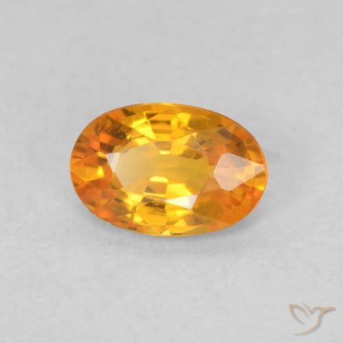 Zaffiro Arancione brillante naturale da 0.55 ct, Ovale, VS
