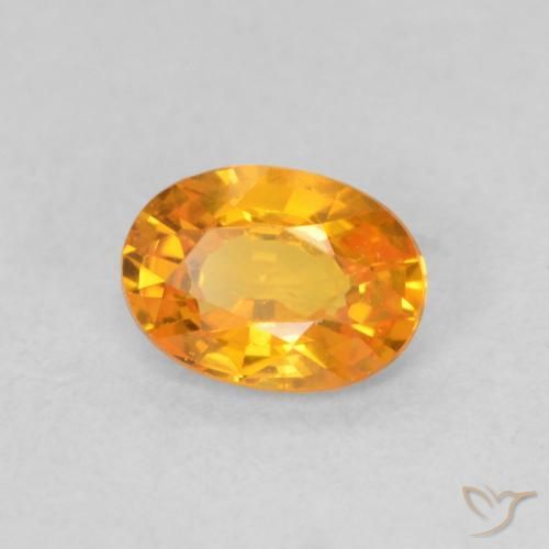Zaffiro Arancione brillante naturale da 0.59 ct, Ovale, VS