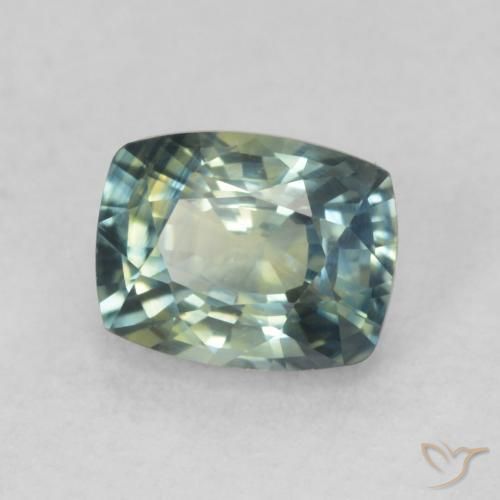 Zaffiro Blu Medio Verde naturale da 0.76 ct, Cuscino, VVS-VS