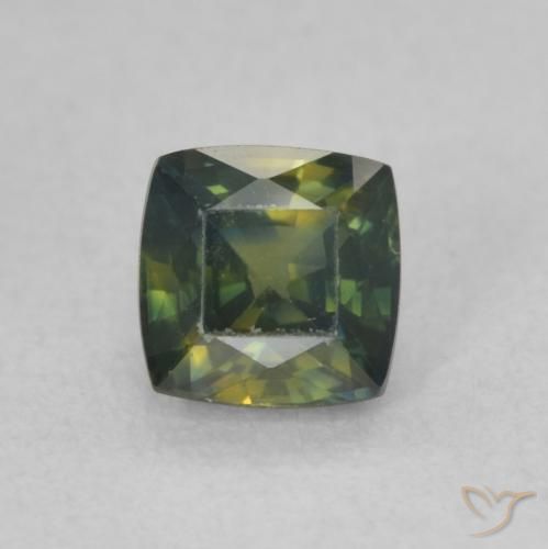 0.67ct Naturale Verde giallastro Zaffiro, Cuscino, VVS-VS