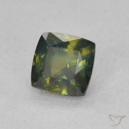 Zaffiro Verde giallastro naturale da 0.67 ct, Cuscino, VVS-VS
