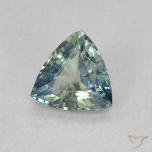 Zaffiro Verde bluastro naturale da 0.56 ct, Taglio trillion, VS