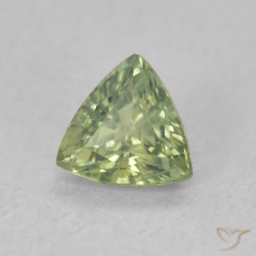 Zaffiro Verde caldo naturale da 0.55 ct, Taglio trillion, VS