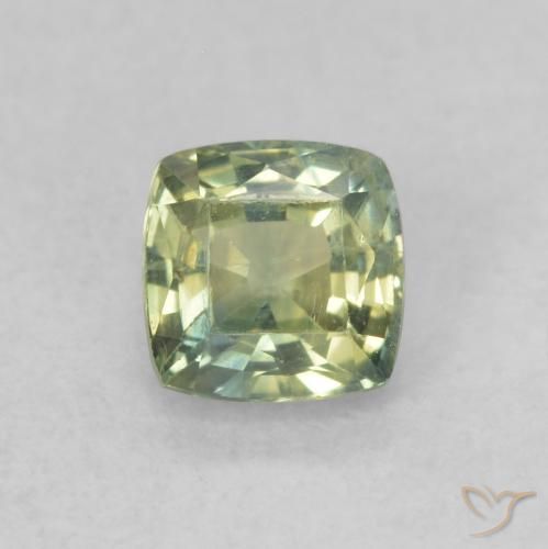 0.62ct Naturale Verde giallastro Zaffiro, Cuscino, VS
