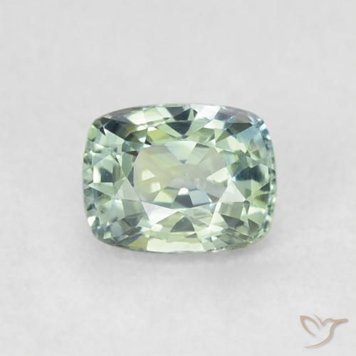 Zaffiro Verde pallido naturale da 0.61 ct, Cuscino, VS