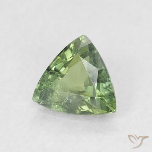 Zaffiro Verde medio naturale da 0.38 ct, Taglio trillion, VS