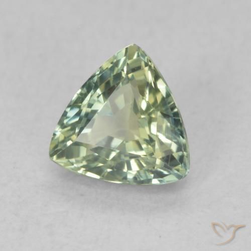 Zaffiro Verde Salvia Chiaro naturale da 0.76 ct, Taglio trillion, VVS
