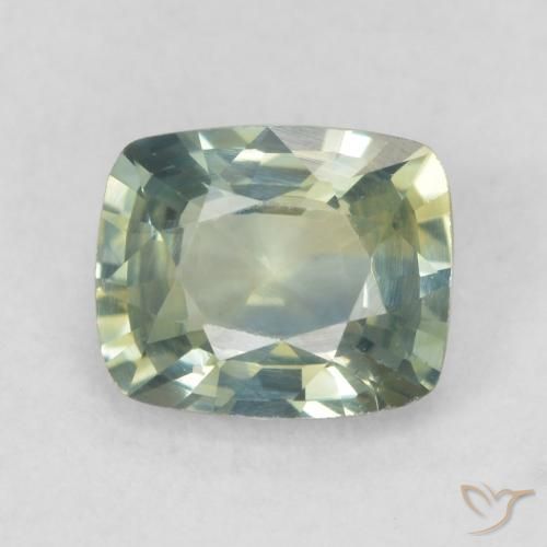 0.92ct Naturale Verde giallastro Zaffiro, Cuscino, VVS