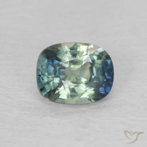 0.60ct Naturale Teal-blu Zaffiro, Cuscino, VVS-VS
