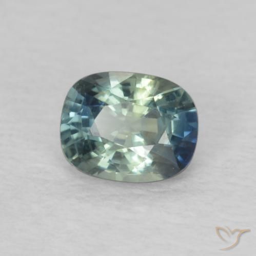 Zaffiro Teal-blu naturale da 0.60 ct, Cuscino, VVS-VS