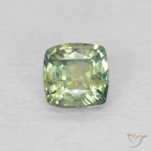 0.45ct Naturale Verde giallastro Zaffiro, Cuscino, VVS-VS