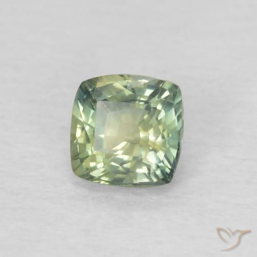 Zaffiro Verde giallastro naturale da 0.45 ct, Cuscino, VVS-VS