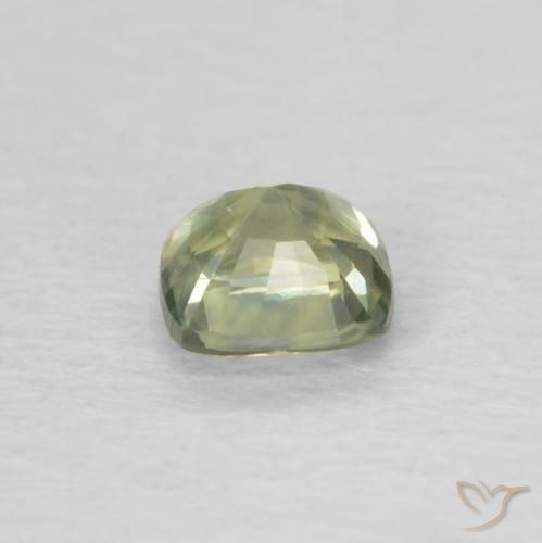 Zaffiro Verde giallastro naturale da 0.45 ct, Cuscino, VVS-VS