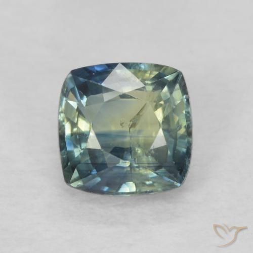 0.77ct Naturale Blu Medio Verde Zaffiro, Cuscino, VS-SI