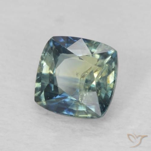 Zaffiro Blu Medio Verde naturale da 0.77 ct, Cuscino, VS-SI