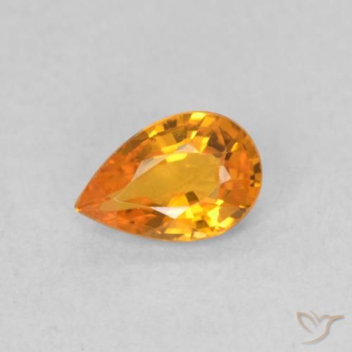 0.48ct Naturale Arancione brillante Zaffiro, Forma a pera, VVS-VS