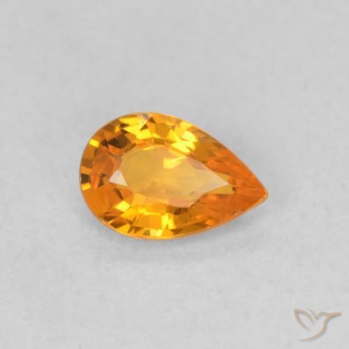 Zaffiro Arancione brillante naturale da 0.48 ct, Forma a pera, VVS-VS