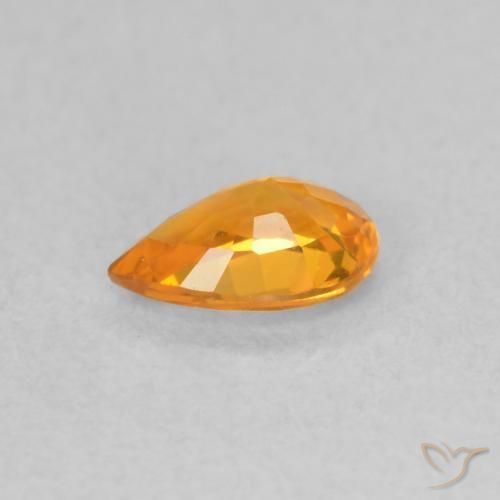 Zaffiro Arancione brillante naturale da 0.48 ct, Forma a pera, VVS-VS