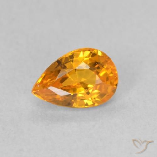 0.62ct Naturale Albicocca Arancia Zaffiro, Forma a pera, VVS-VS