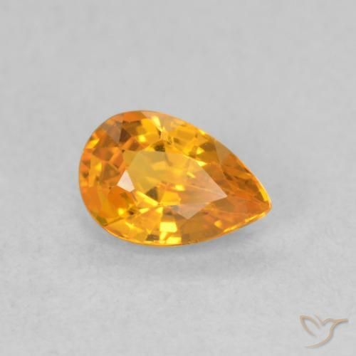 Zaffiro Albicocca Arancia naturale da 0.62 ct, Forma a pera, VVS-VS