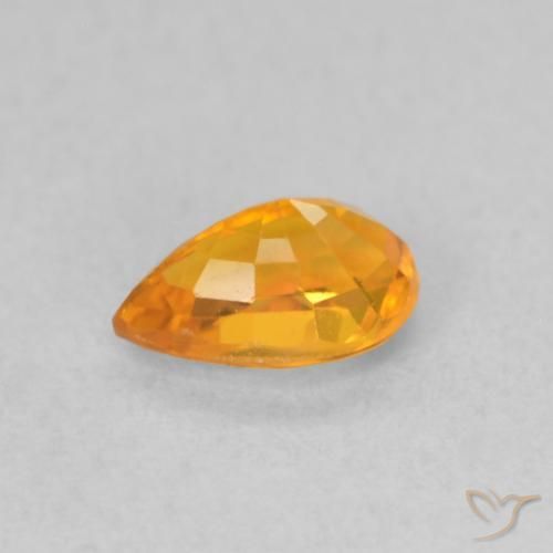 Zaffiro Albicocca Arancia naturale da 0.62 ct, Forma a pera, VVS-VS