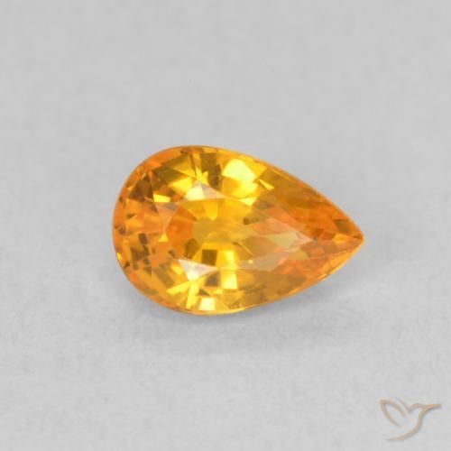 Zaffiro Arancione brillante naturale da 0.59 ct, Forma a pera, VVS-VS