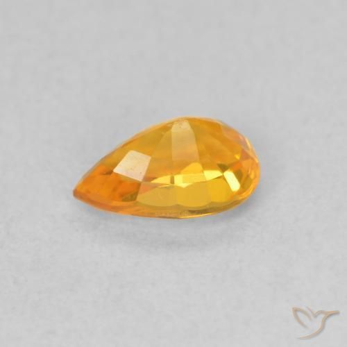 Zaffiro Arancione brillante naturale da 0.59 ct, Forma a pera, VVS-VS