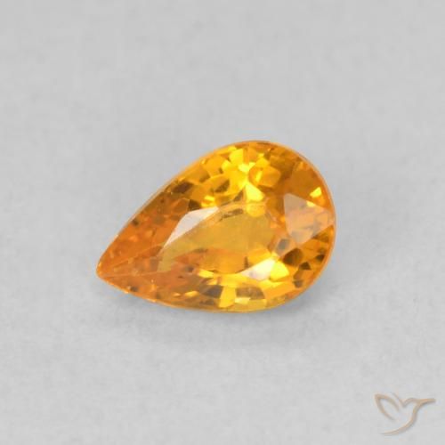 0.59ct Naturale Arancione brillante Zaffiro, Forma a pera, VVS-VS